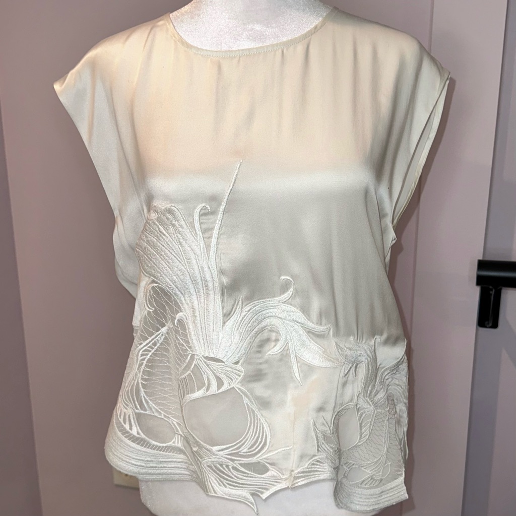Iro Cream Embroidered Blouse